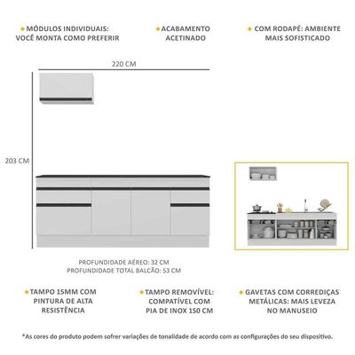 Armário De Cozinha Compacta Mp2109.964 Branco/preto