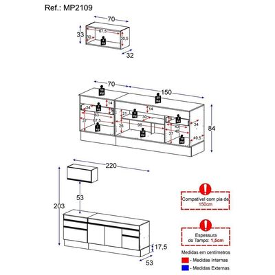 Armário De Cozinha Compacta Mp2109.964 Branco/preto