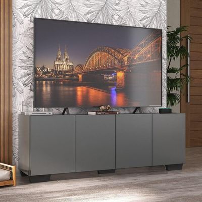 Rack Para Tv Até 50 Polegadas Com 4 Portas Multimóveis Mp1072 Grafite/preto Grafite/preto