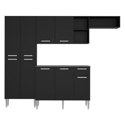 Cozinha Compacta Pequim 9 Portas Mp2933 Multimóveis Preto