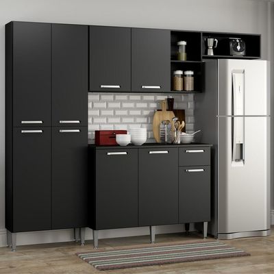 Cozinha Compacta Pequim 9 Portas Mp2933 Multimóveis Preto