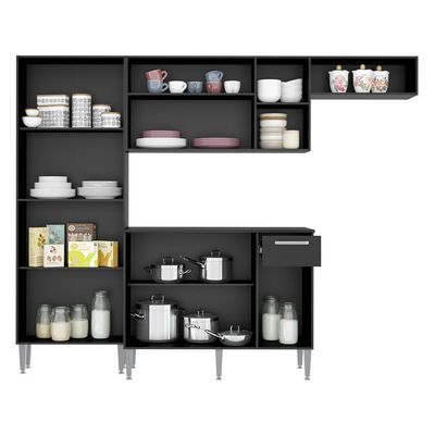 Cozinha Compacta Pequim 9 Portas Mp2933 Multimóveis Preto