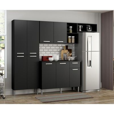 Cozinha Compacta Pequim 9 Portas Mp2933 Multimóveis Preto