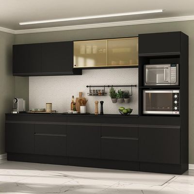 Armário De Cozinha Completa 5 Peças Com Rodapé Mp2175 Made Multimóveis Preto Preto