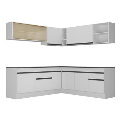 Armário De Cozinha Completa De Canto Mp2096.964 Branco/Preto