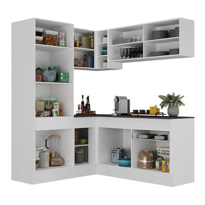 Armário De Cozinha Completa De Canto Branco/preto