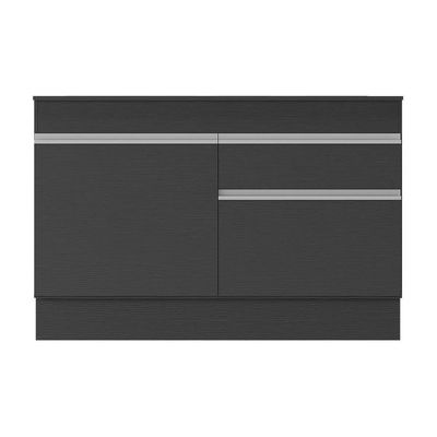 Balcão Cozinha Gabinete Pia 120cm 2 Ptas Preto/branco