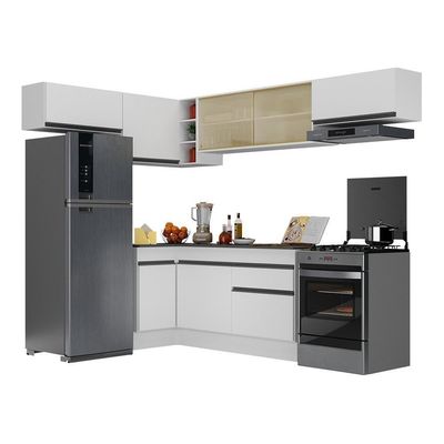 Armário De Cozinha Completa De Canto Mp2095.964 Branco/preto