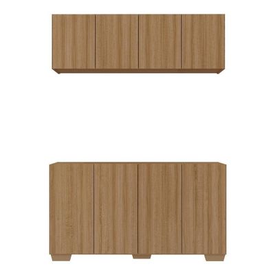 Kit Armário Cozinha Aéreo Balcão 4 Portas Mp2171 Rustic/natural