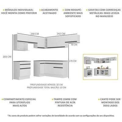 Armário De Cozinha Completa De Canto Branco/preto