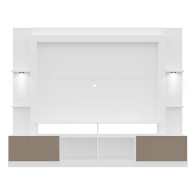 Rack Estante Tv 65´´ Leds Branco/Laca Fumê