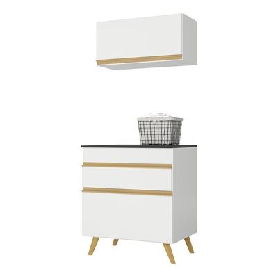 Conjunto Lavanderia Multiuso Armário E Balcão Branco