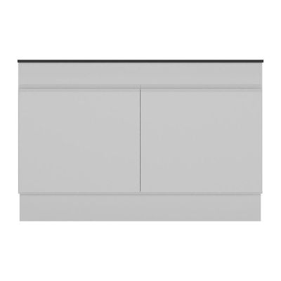 Balcão Cozinha Gabinete Pia 120cm 2 Portas Com Rodapé Veneza Multimóveis Mp2239 Branco Branco