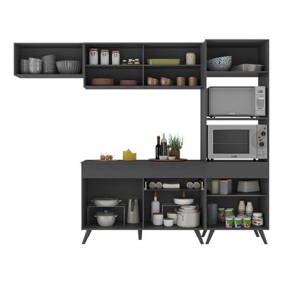 Armário De Cozinha Compacta 4 Peças Mp3691.895 Veneza Preto