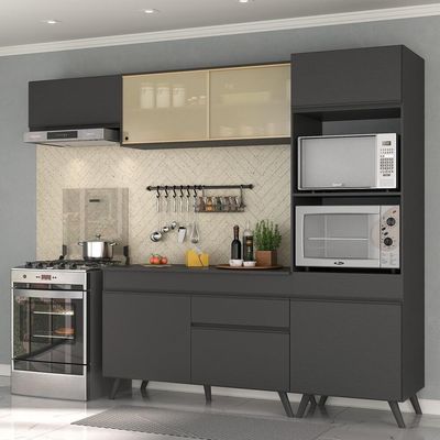 Armário De Cozinha Compacta 4 Peças Mp3691.895 Veneza Preto
