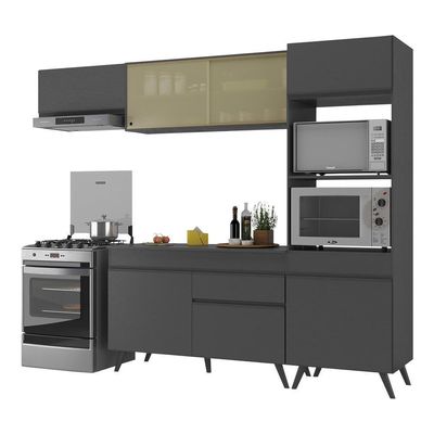Armário De Cozinha Compacta 4 Peças Mp3691.895 Veneza Preto