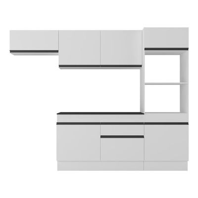 Armário De Cozinha Compacta 4 Peças Com Rodapé Mp2176 Made Multimóveis Branco/preto Branco/preto