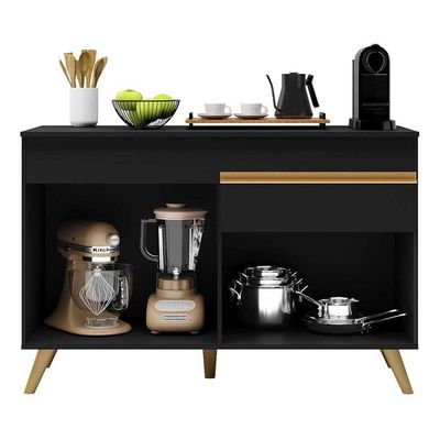 Balcão Cozinha Gabinete Pia 120cm 2 Portas Multimóveis Preto