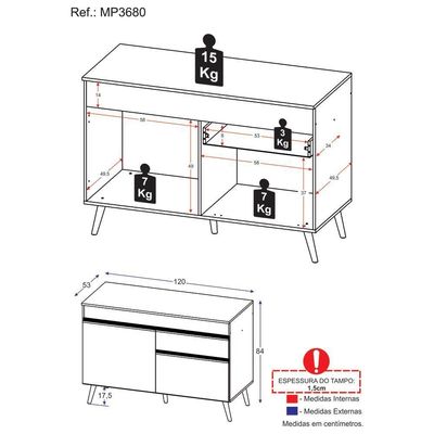 Balcão Cozinha Gabinete Pia 120cm 2 Portas Multimóveis Preto
