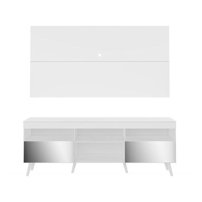 Rack com Painel Tv até 65" com Espelho Pés Retrô Multimóveis