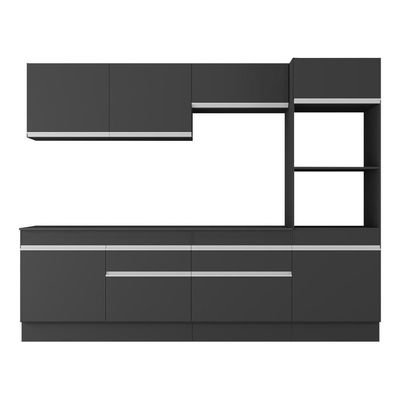 Armário De Cozinha Completa 5 Peças Com Rodapé Mp2180 Made Multimóveis Preto/branco Preto/branco