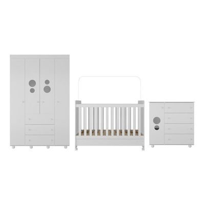 Quarto Pimpolho com Berço 3 em 1 com Rodízios Branco