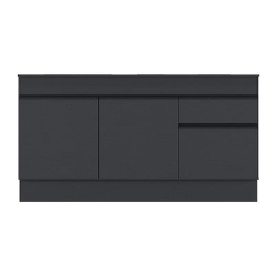Balcão Cozinha Gabinete Pia 150cm Com Rodapé 3 Portas 1 Gaveta Veneza Multimóveis V2107 Preto Preto