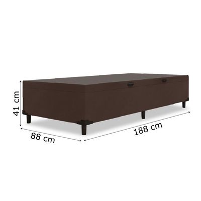 Cama Box  Baú Solteiro 0,88  41cm Prince Suede Marrom