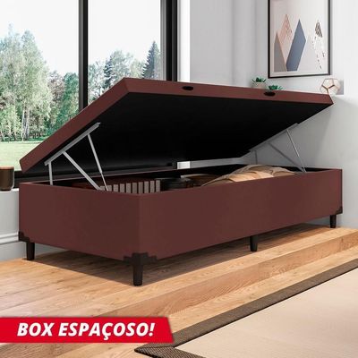 Cama Box  Baú Solteiro 0,88  41cm Prince Suede Marrom