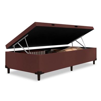 Cama Box  Baú Solteiro 0,88  41cm Prince Suede Marrom