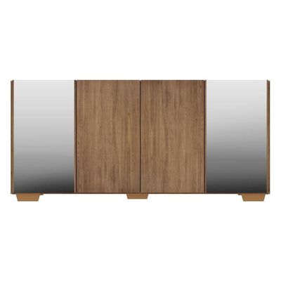 Aparador Buffet com Espelho e Pés Quadrados Rustic/natural