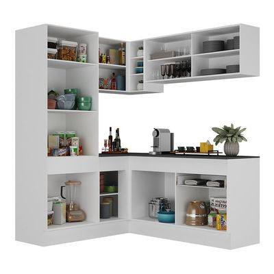 Armário De Cozinha De Canto Rodapé Multimóveis Branco/preto