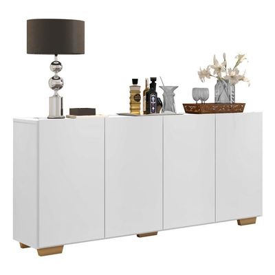 Aparador Buffet 4 Portas Multimóveis V3557 Branco/Natural