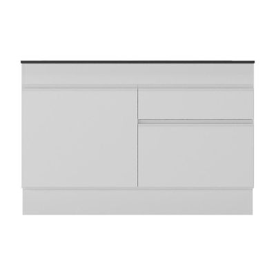 Balcão Cozinha 120cm Com Rodapé 2 Portas 1 Gaveta Veneza Multimóveis V2117 Branco Branco