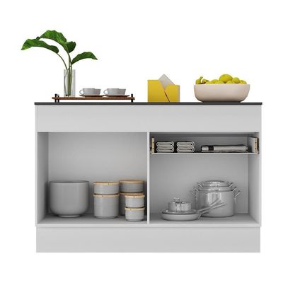 Balcão Cozinha 120cm Com Rodapé 2 Portas 1 Gaveta Veneza Multimóveis V2117 Branco Branco