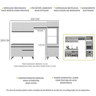 Armário De Cozinha 4 Peças Mp3693.964 Veneza Branco