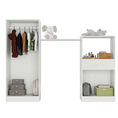 Quarto Infantil Com Berço-cômoda E Colchão Incluso Laura Multimóveis Branco/cinza