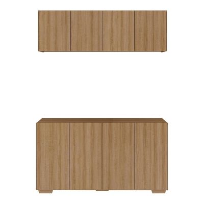 Conjunto Lavanderia Multiuso Armário Aéreo E Balcão Mp5054 Rustic natural