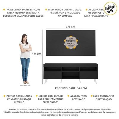 Rack Com Painel E Suporte Tv 65" Retrô Multimóveis V3134