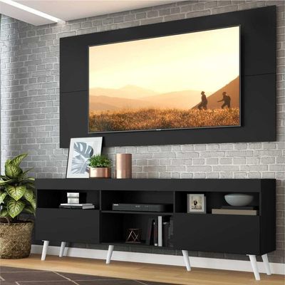 Rack Com Painel E Suporte Tv 65" Retrô Multimóveis V3134