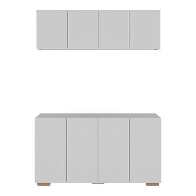 Conjunto Lavanderia Multiuso Armário Aéreo E Balcão Mp5054 Branco natural