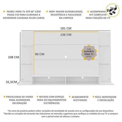 Painel Com Suporte Tv 60" Nairóbi Multimóveis V3071 Branco