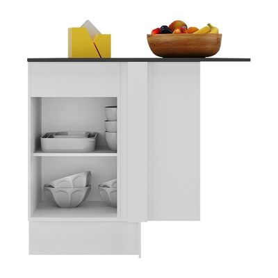 Balcão Cozinha De Canto Com Rodapé 1 Porta Veneza Multimóveis V2120 Branco/preto Branco/preto