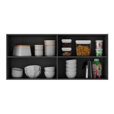 Armário De Cozinha Aéreo 120cm 2 Portas Veneza Multimóveis V3682 Preto/branco Preto/branco