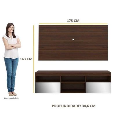 Rack Com Painel Tv 65" E Espelho Multimóveis V3137 Duna