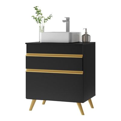 Gabinete Banheiro 1 Porta E 1 Gav Retrô 70cm Mp5024 Preto