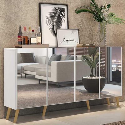 Aparador Buffet 4 Portas Multimóveis V3560 Rustic/branco
