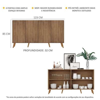 Aparador Buffet 4 Portas Vegas V3562 Rustic/Natural