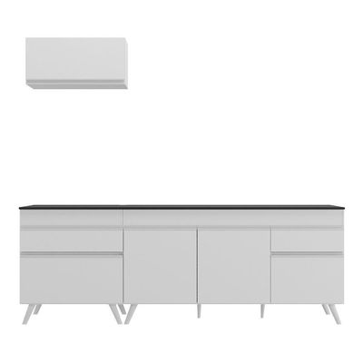 Armário De Cozinha Compacta 220cm Veneza Multimóveis V2074 Branco Branco