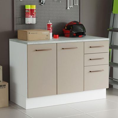 Balcão Multiuso 120cm 2 Portas 3 Gavetas Branco